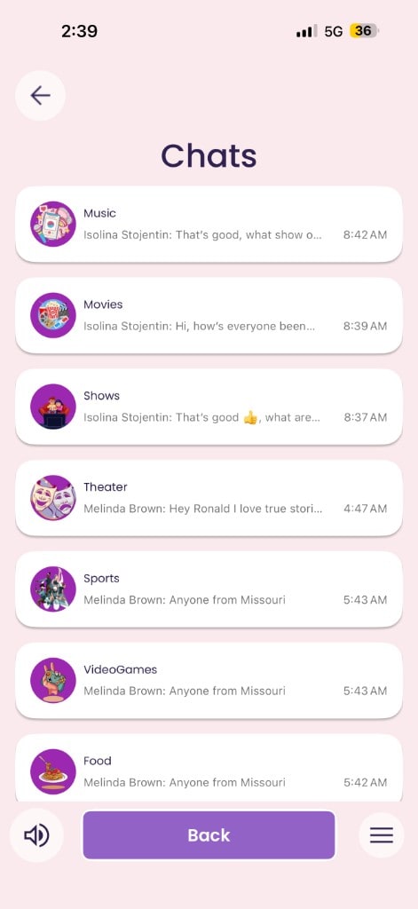 The app's Chats screen, where harmful words are blocked