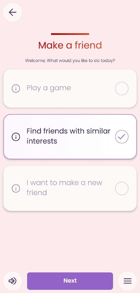 The app's Make a friend screen