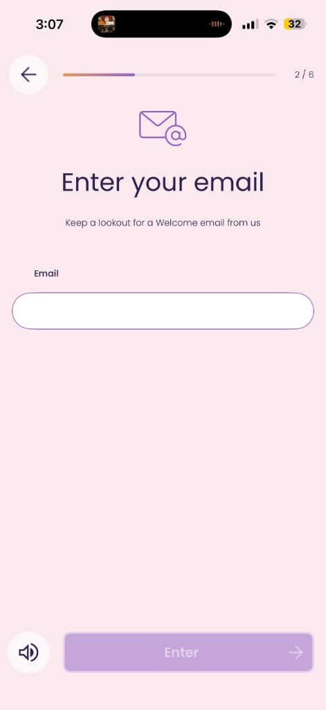 The app's create-account screen